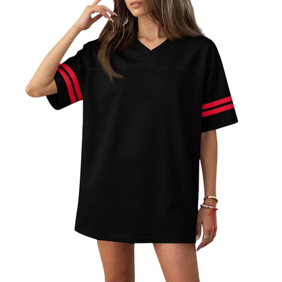 HAJWOH Jersey T Shirts for Women Plain Football Tops Athletic Shirts Practice Sports Uniforms Outfits Black XS