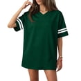 thumbnail image 1 of HAJWOH Jersey T Shirts for Women Plain Football Tops Athletic Shirts Practice Sports Uniforms Outfits Dark Green L, 1 of 5