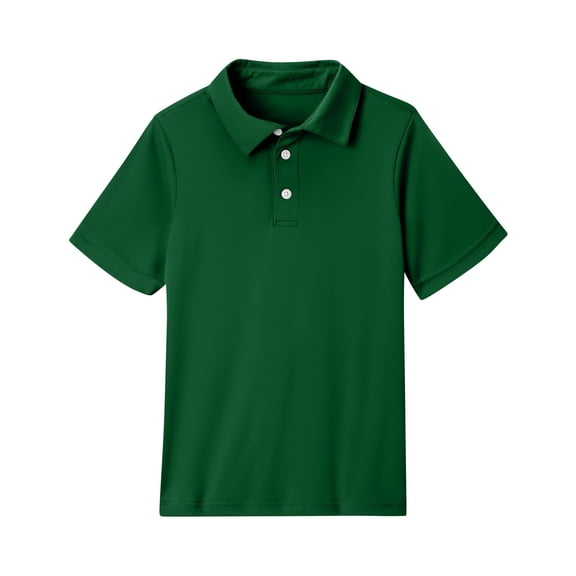 HAJWOH Toddler Girls Polo Shirts Short Sleeve Tshirts Casual Button Uniform Top 2025 New Collared Top Comfy Clothing Dark Green 7-8 Years