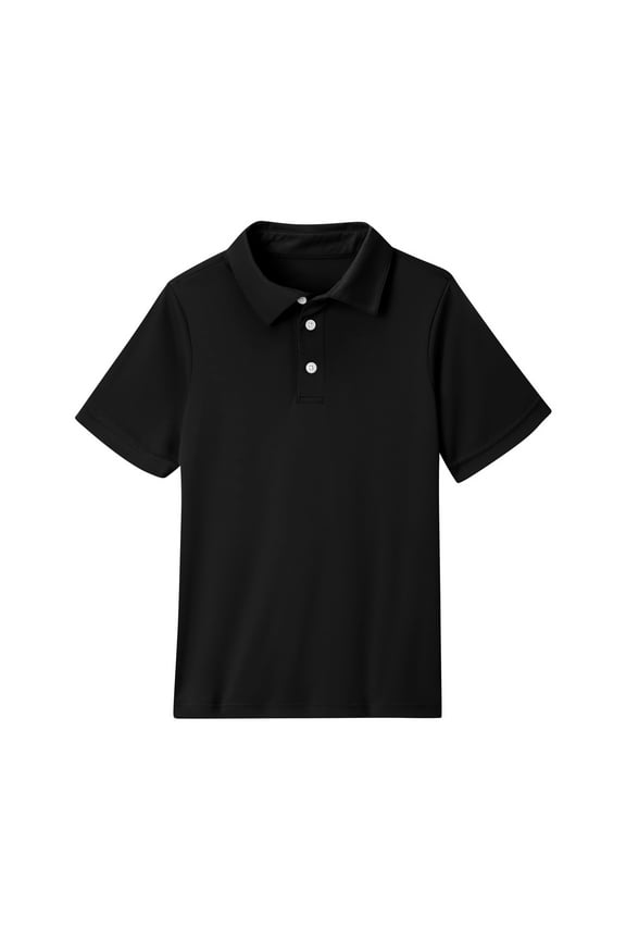 Junior Girls Polo Uniform Shirts School Short Sleeve Tops Casual Button Down Uniform Shirts 2025 New Collared Golf Polo Shirt Comfy Blouse Black 4-5 Years