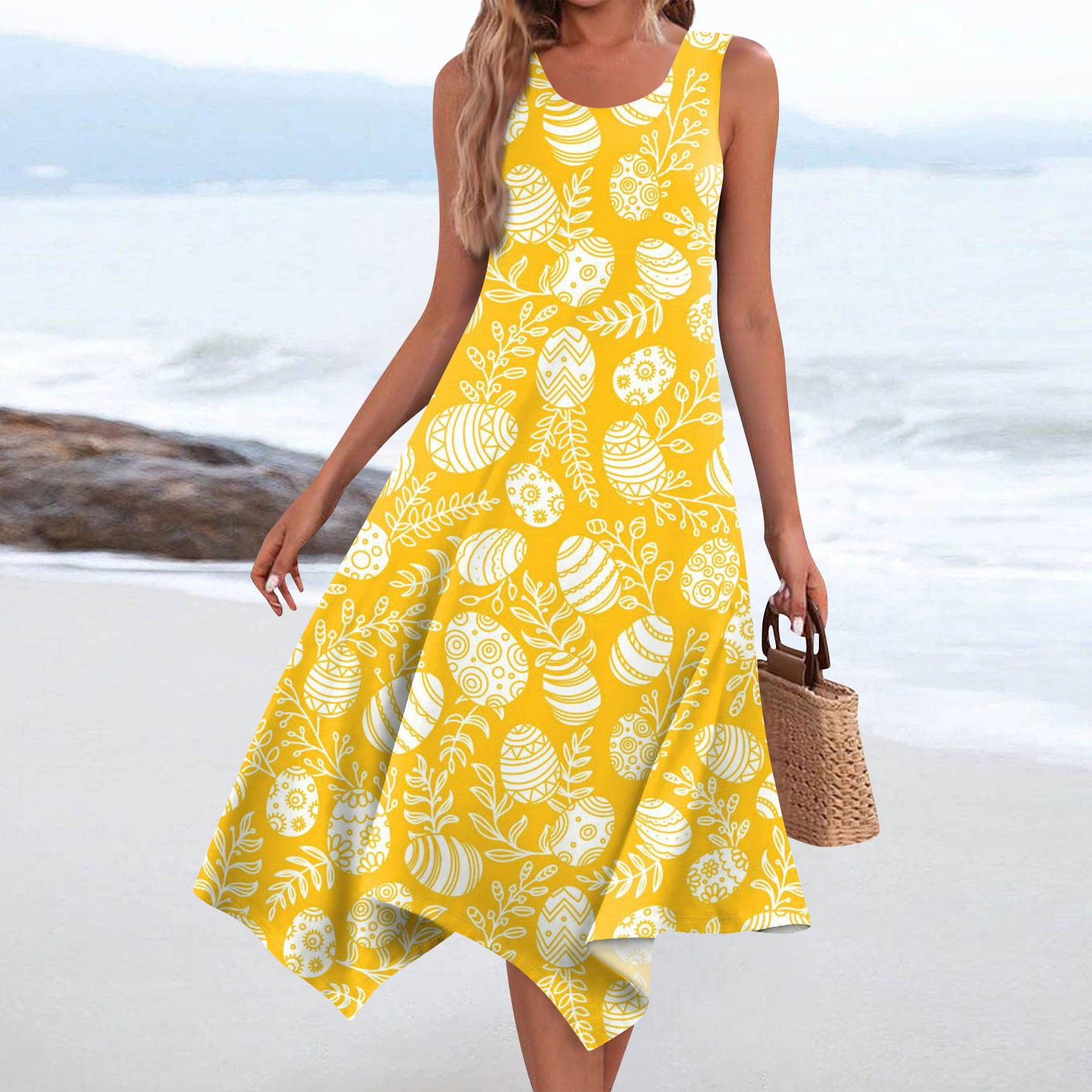 knee length dresses for ladies She & Sky Flutter Sleeve Tiered Midi Easter Dress – Hometown Heritage  Boutique main image 1