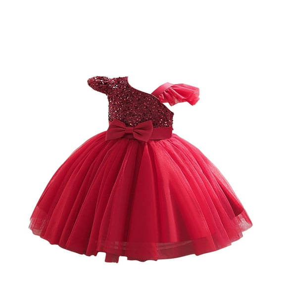 HAJWOH Kids Girl Dress Cute Flower Girl Dresses Comfy Spring Dress 2025 A-Line Dress Red 2-3 Years