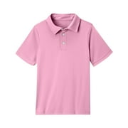 HAJWOH Kids Girls Polo Uniform Shirts School Short Sleeve Uniforms Casual Button Uniform Shirts 2025 Spring New Collared Polo Shirts Comfortable Clothing Pink 5-6 Years