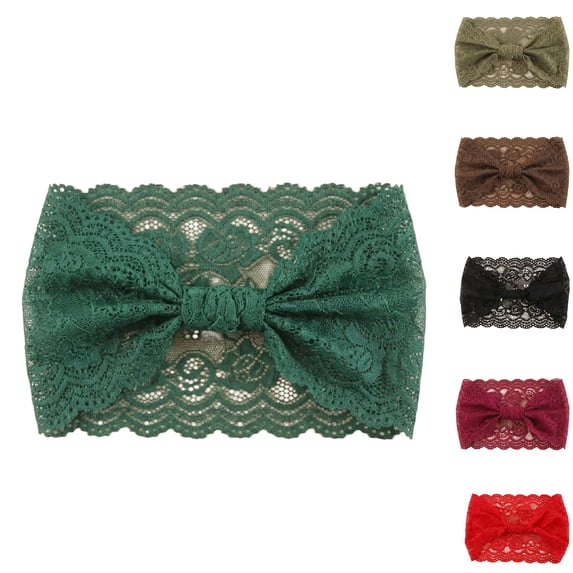 HAJWOH Lace Wide Headband for Women, Boho Vintage Stretchy Hair Band Wraps Beach Travel Hair Accessories
