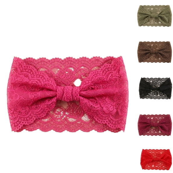 HAJWOH Lace Wide Headband for Women, Boho Vintage Stretchy Hair Band Wraps Beach Travel Hair Accessories