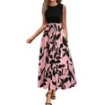 thumbnail image 1 of HAJWOH Ladies Dresses for Church S Vestidos Elegantes Flowy Sleeveless Maxi Dresses Casual Church Print Dresses Business Modest Dresses with Belt Pink S, 1 of 5