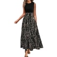 thumbnail image 1 of HAJWOH Long Summer Dresses for Women Sleeveless Flowy Print Work Dress Casual Long Dresses with Belt Elegant Fashion Boho Dresses Gray XL, 1 of 5