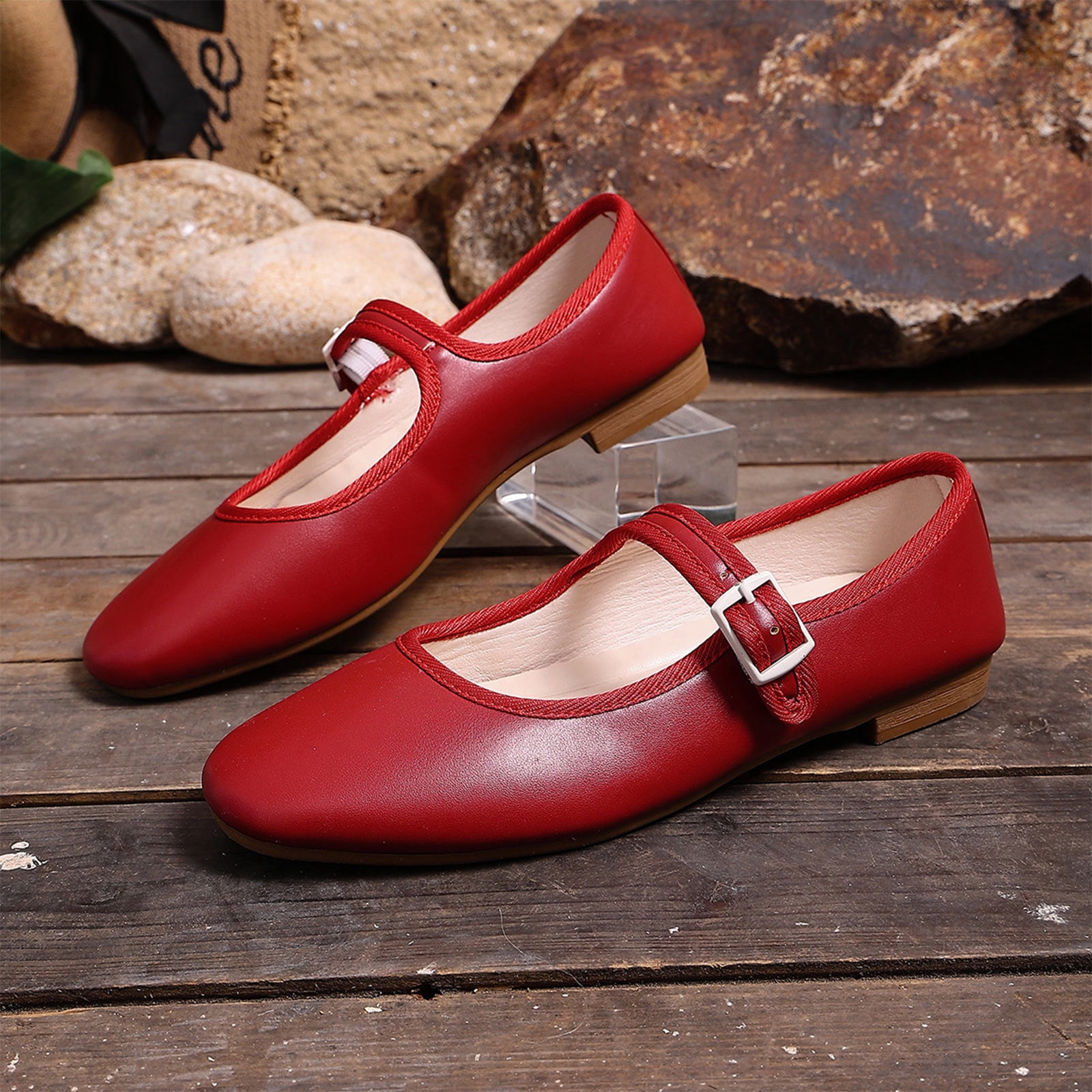 HAJWOH Mary Jane Shoes Women 2026 Slip on Dressy Ballet Flats Shoes for ...