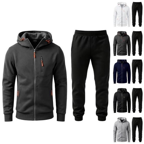 HAJWOH Men's 2 Piece Set Casual Jogging Tracksuits Full Zip Hoodies and Drawstring Sweatpant Set Lounge Sweat Suits