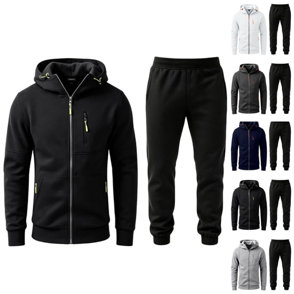 HAJWOH Men's 2 Piece Set Casual Jogging Tracksuits Full Zip Hoodies and Drawstring Sweatpant Set Lounge Sweat Suits