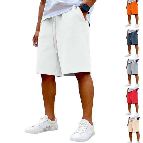 HAJWOH Men's Baggy Sweat Shorts Under Knee Length Casual Classic Athletic Sweat Short with Drawstring