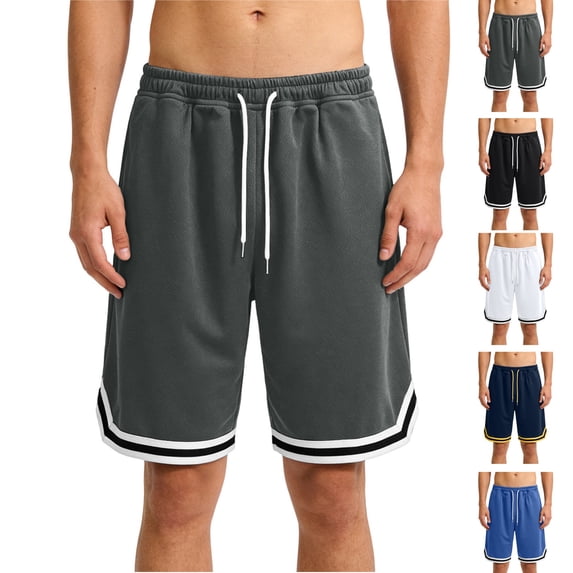 HAJWOH Men's Basketball Shorts Elastic Waist with Drawstring Breathable Athletic Gym Running Casual Sports Shorts