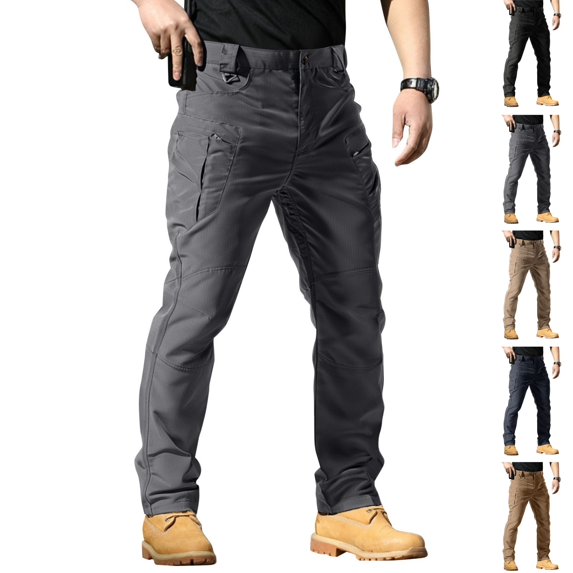 HAJWOH Men's Cargo Pants Stretch Waterproof Ripstop Fabric Pants Lightweight Casual Hiking Outdoor Work Pants