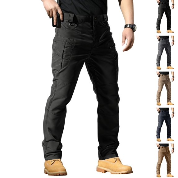 HAJWOH Men's Cargo Pants Stretch Waterproof Ripstop Fabric Pants Lightweight Casual Hiking Outdoor Work Pants