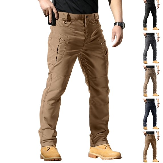 HAJWOH Men's Cargo Pants Stretch Waterproof Ripstop Fabric Pants Lightweight Casual Hiking Outdoor Work Pants