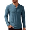 thumbnail image 1 of HAJWOH Men's Casual Front Placket Basic Long Sleeve Henley Polo Shirt Muscle Workout Athletic Tee Tops, 1 of 4
