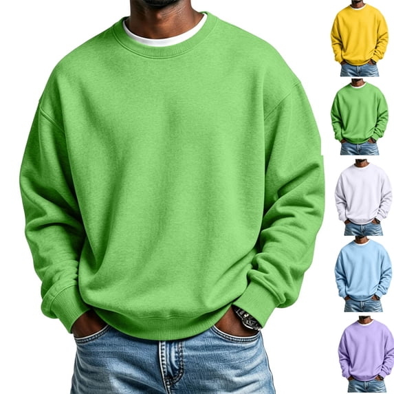 HAJWOH Men's Crewneck Sweatshirt Casual Long Sleeves Warm Basic Pullover Fashion Shirts