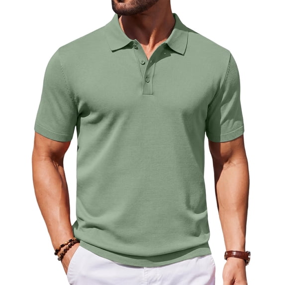 HAJWOH Men's Golf Polo Shirts L Quick Dry Short Sleeve Moisture Wicking Casual Button Down Top