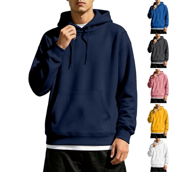 HAJWOH Men's Hoodie Long Sleeve Hooded Collar Sweatshirt Drawstring Kangaroo Pockets Athletic Pullover