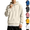 thumbnail image 1 of HAJWOH Men's Hoodie Long Sleeve Hooded Collar Sweatshirt Drawstring Kangaroo Pockets Athletic Pullover, 1 of 5