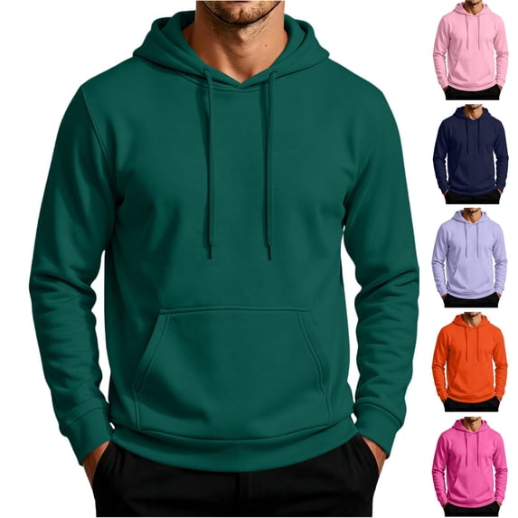 HAJWOH Men's Hoodie Pullover Long Sleeve Sweatshirt Drawstring Casual Workout Top With Pockets
