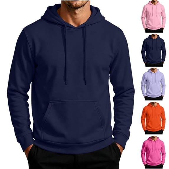 HAJWOH Men's Hoodie Pullover Long Sleeve Sweatshirt Drawstring Casual Workout Top With Pockets