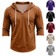 thumbnail image 1 of HAJWOH Men's Hoodies 3/4 Sleeve Workout Beach Shirts Vneck Breathable with Drawstring Sweatshirt, 1 of 5