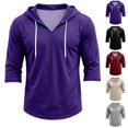 thumbnail image 1 of HAJWOH Men's Hoodies 3/4 Sleeve Workout Beach Shirts Vneck Breathable with Drawstring Sweatshirt, 1 of 5