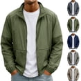 thumbnail image 1 of HAJWOH Men's Lightweight Stand Collar Jacket Windproof Softshell Zip Up Outerwear for Spring Fall Hiking Travel Casual, 1 of 5