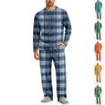 thumbnail image 1 of HAJWOH Men's Long Sleeve Plaid Pajama Set with Elastic Drawstring Waist Pants for Home Loungewear, 1 of 5