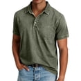 thumbnail image 1 of HAJWOH Men's Polo Shirts with Collar Short Sleeve Distressed Washed Cotton T-Shirts Button Casual 2026 Summer Tee Tops Clothing, 1 of 4