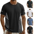 thumbnail image 1 of HAJWOH Men's Short Sleeve Quick Dry Workout T Shirt Casual Athletic Gym Running Tee with Reflective Strips, 1 of 4