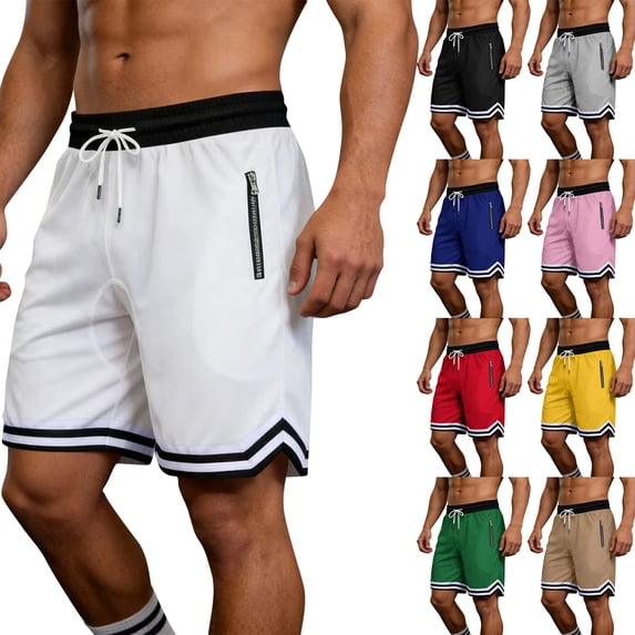 HAJWOH Men’s Summer Drawstring Striped Shorts, Loose Fit Training Gym Lightweight Breathable Beach Shorts
