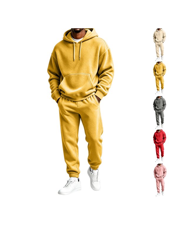 Men's Tracksuit 2 Piece Drawstring Hoodie Sweatsuits with Pocket Jogging Suits Casual Outfits for Men