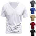 thumbnail image 1 of HAJWOH Men’s V-Neck T-Shirts Soft Pre-Shrunk Short Sleeves, Reinforced Collar, Crew Neck, Casual Fit, 1 of 5