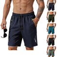 thumbnail image 1 of HAJWOH Mens Athletic Shorts Gym Sport Running Shorts with Zipper Pockets Comfy Elastic Waist Cycling Short Pants, 1 of 4