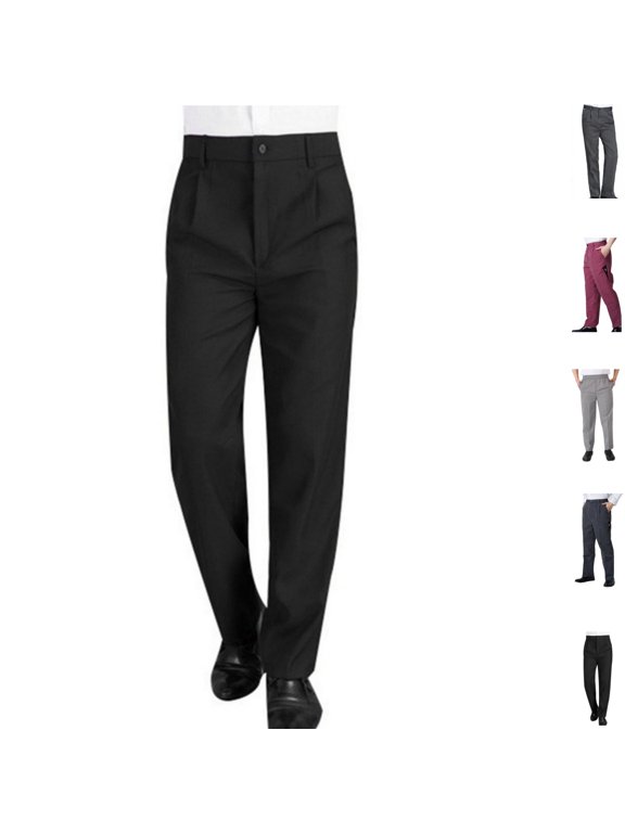 Mens Baggy Chef Pants Fashion Elastic Waist Striped Kitchen Uniform Pants Lightweight Breathable Restaurant Food Service Pants Black M