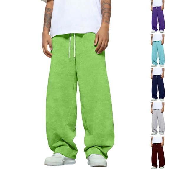 HAJWOH Mens Baggy Sweatpants Wide Leg Elastic Waist Drawstring Athletic Loose Jogger Lounge Sweat Pants
