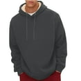 thumbnail image 1 of HAJWOH Mens Fleece Hoodie Big and Tall Sherpa Long Sleeve Hooded Sweatshirt Heavy Weighted Fleece Lined Drawstring Pullover Thick Warm Winter Comfy Sweaters Dark Gray 3XL, 1 of 8