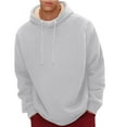thumbnail image 1 of HAJWOH Mens Fleece Hoodie Heavy Weighted Sherpa Long Sleeve Hooded Sweatshirt Big and Tall Fleece Lined Drawstring Pullover Thick Warm Winter Casual Sweaters Light Gray 4XL, 1 of 7