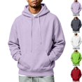thumbnail image 1 of HAJWOH Mens Hoodies Fall Sweatshirt Hooded Collar Drawstring Pullover With Pockets, 1 of 5