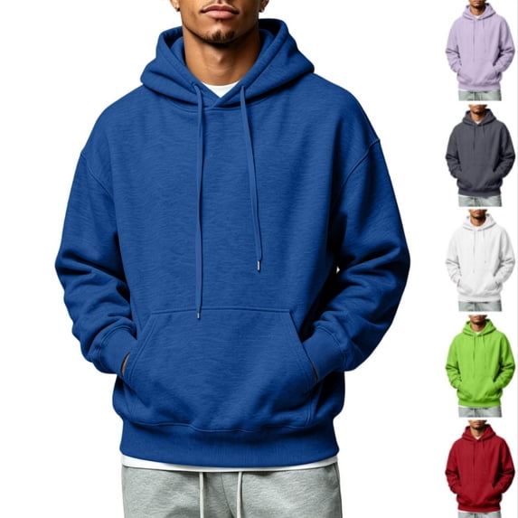 HAJWOH Mens Hoodies Fall Sweatshirt Hooded Collar Drawstring Pullover With Pockets