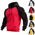 thumbnail image 1 of HAJWOH Mens Hoodies Pullover Lightweight Block Color Sweatshirts Casual Long Sleeve Shirts Drawstring with Pocket, 1 of 5