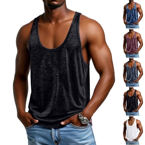 HAJWOH Mens Muscle Tank Top Summer Classic Running Workout Tops Lightweight Baggy Compression Sleeveless Shirts