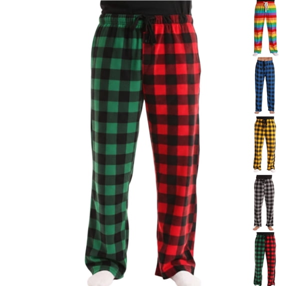 HAJWOH Mens Pajama Pants Lightweight Drawstring Waist Pants Checkered Sleep Lounge Pant