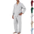 thumbnail image 1 of HAJWOH Mens Pajama Set, Soft Long Sleeve Pajamas Lightweight Button Up Sleepwear Lounge Pjs Set, 1 of 4