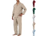 thumbnail image 1 of HAJWOH Mens Pajama Set, Soft Long Sleeve Pajamas Lightweight Button Up Sleepwear Lounge Pjs Set, 1 of 5