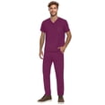 thumbnail image 1 of HAJWOH Mens Scrubs Sets Purple Stretchy Nursing Uniform Short Sleeve V Neck Scrub & Jogger Pant Solid Color Scrubs Sets with Multi Pocket Purple 3XL, 1 of 4