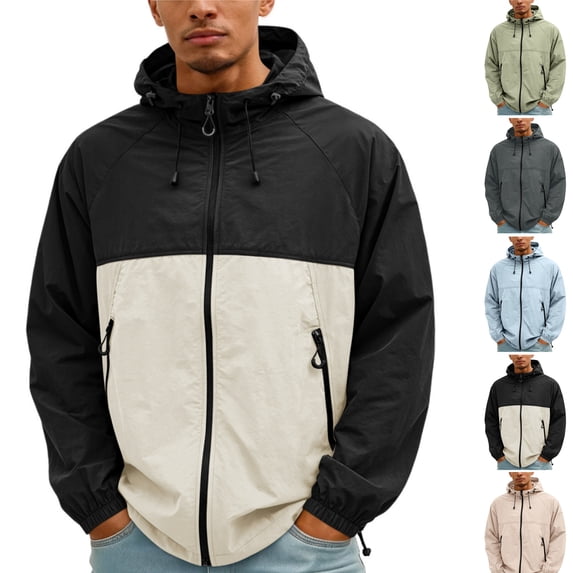 HAJWOH Mens Sun Protection Lightweight Waterproof Jacket Hoodie Hiking Fishing Running Travel Windbreaker