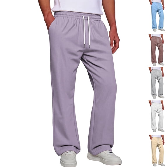 HAJWOH Mens Sweatpants Wide Leg Lounge Pants Loose Fit Joggers Drawstring Waist Sweat Pants with Pockets